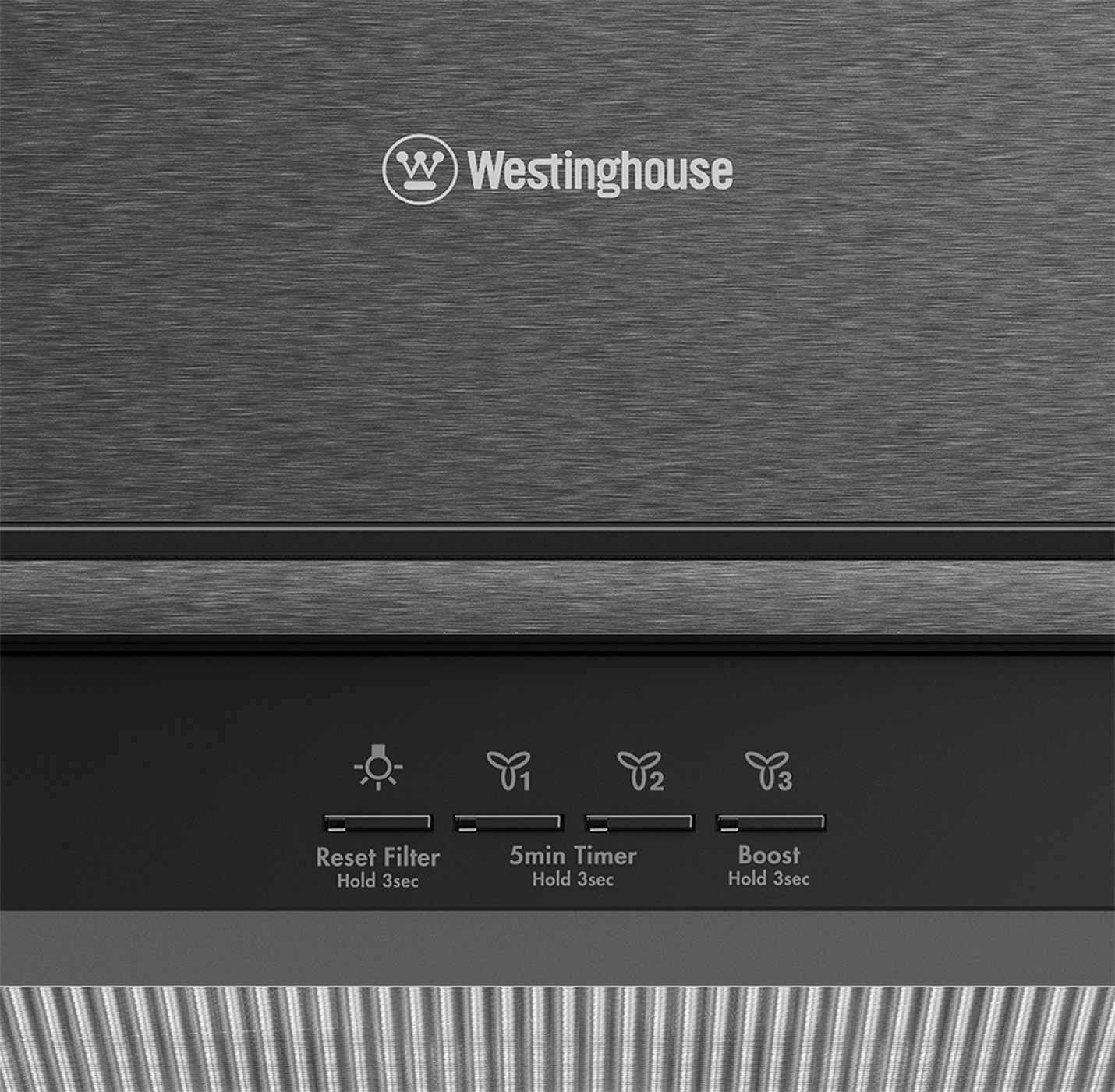 Westinghouse WRCG914BC 90cm Canopy Rangehood Glass Dark Stainless Steel