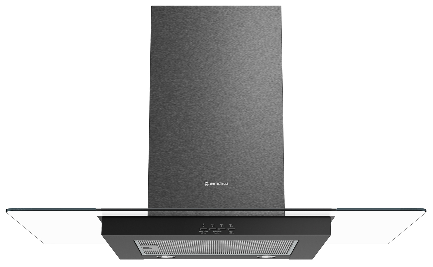 Westinghouse WRCG914BC 90cm Canopy Rangehood Glass Dark Stainless Steel