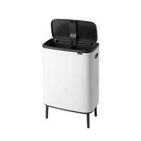 Brabantia 2x30 Litre Kitchen Waste Bo Touch Rubbish Bin Hi White 01997