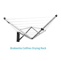 Brabantia Wall Fix Outdoor Clothes Drying Airer Silver 09027 with Fabric Cover