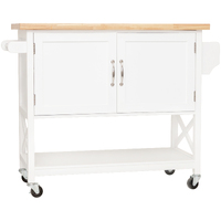 Hamptons Kitchen 2 Door Island Solid Wood Counter Top - White