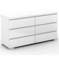 Elara 6 Drawer Chest High Gloss - White