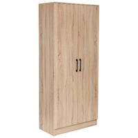 Multi-Purpose Broom Multi Storage Pantry Cupboard 2 Door Cabinet Unit Light Sonoma Oak
