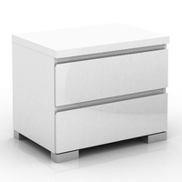 Elara 2 Drawer High Gloss Bedside Table - White