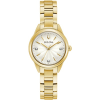 Bulova Women's Diamond-accent Gold-tone Stainless Steel Bracelet Watch 97P150