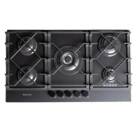 Artusi 90cm Gas Cooktop Nano Matte Black Glass AGH9500NB