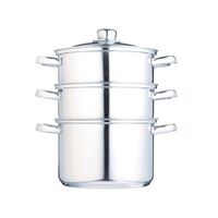 Kitchen Craft 3 Tier Polished Stainless Steel Food Steamer with Lid KCCVSTEAM20