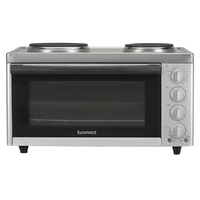 Euromaid Benchtop Electric Cooker Oven MC130T with Grill + Solid Plate Cooktop