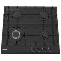 Omega 60cm 4 Burner Black Glass Gas Cooktop OCGG64COM