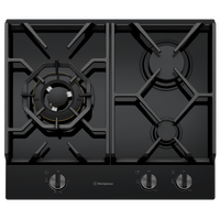 Westinghouse WHG639BD 60cm Gas Cooktop Black Glass with Wok Burner